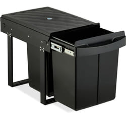 Pattumiera Estraibile Sottolavello, Cestino Raccolta Differenziata 2 Scomparti da 20 l, 41,3x34x51,8 cm, Nero - Relaxdays