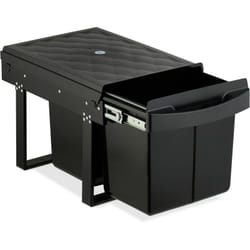 Pattumiera Estraibile Sottolavello, Cestino Raccolta Differenziata 2 Scomparti da 15 l, 34,6x34x51,8 cm, Nero - Relaxdays