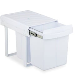 Pattumiera Estraibile Sottolavello, Cesto Raccolta Differenziata 3 Scomparti 20L e 10L, 41,3x34x51,8cm, Bianco - Relaxdays