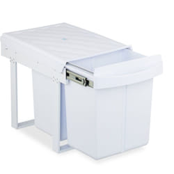 Pattumiera Estraibile Sottolavello, Cestino Raccolta Differenziata 2 Scomparti da 20L, 41,3x34x51,8 cm, Bianco - Relaxdays