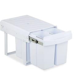 Pattumiera Estraibile Sottolavello, Cestino Raccolta Differenziata 4 Scomparti da 8 l, 34,6x34x51,8 cm, Bianco - Relaxdays
