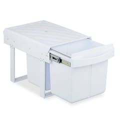 Pattumiera Estraibile Sottolavello, Cestino Raccolta Differenziata 2 Scomparti da 15L, 34,6x34x51,8 cm, Bianco - Relaxdays