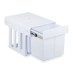 Relaxdays Pattumiera Estraibile Sottolavello, Cestino Raccolta Differenziata 2 Scomparti 15 L, 35,1x34,3x48 cm, Bianco