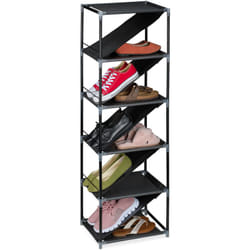 Scarpiera a Ripiani per 11 Paia di Scarpe, Scaffale Portascarpe Slim Ingresso, hlp: 121x38x30 cm, Grigio Nero - Relaxdays