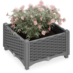 Relaxdays - Vaso per Piante da Esterno Rettangolare, con Serbatoio d'Acqua, 23x40x40 cm per Balcone e Terrazza, Grigio