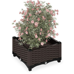 Relaxdays - Vaso per Piante da Esterno Rettangolare, con Serbatoio d'Acqua, 23x40x40 cm per Balcone e Terrazza, Marrone