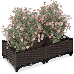 Relaxdays - Vaso per Piante da Esterno Rettangolare, con Serbatoio d'Acqua, 23x80x40 cm per Balcone e Terrazza, Marrone