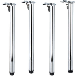 Relaxdays - Gambe da Tavolo in Ferro, Set 4 Piedi Pieghevoli per Mobili, HxD 71 x 5 cm, Struttura Base Tavolini, Argentato