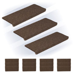 Relaxdays - Tappetini Antiscivolo Scale Interne, Set 15 Tappeti Adesivi Gradini, 65x24 cm, Strisce Coprigradini, Marrone