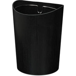 Relaxdays - Cestino Gettacarte in Legno, Pattumiera Rotonda con Anello Sacchetto Rifiuti, Cesto 9 l, HxD 30x23 cm, Nero