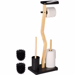 Con questa elegante piantana portarotolo da toilette, avrai sempre a portata di mano la carta igienica, ma anche lo scopino. ...