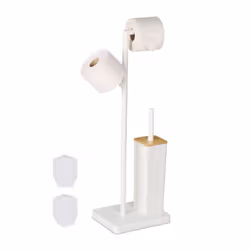 Con questo elegante set di portarotoli e scopettone per il wc, avrai sempre a portata di mano la carta igienica e lo scopino. ...
