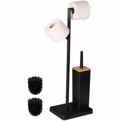 Con questo elegante set di portarotoli e scopettone per il wc, avrai sempre a portata di mano la carta igienica e lo scopino. ...