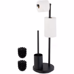 Con questo elegante set di portarotoli e scopettone per il wc, avrai sempre a portata di mano la carta igienica e lo scopino. ...