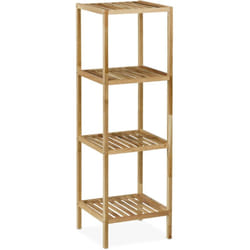 Scaffale da Bagno in Legno di Noce, hlp: 113x35,5x35,5 cm, 4 Ripiani, Mobiletto Salvaspazio Cucina, Naturale - Relaxdays