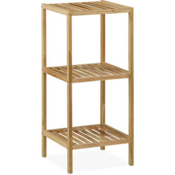 Scaffale da Bagno in Legno di Noce, hlp: 80x35,5x35,5 cm, 3 Ripiani, Mobiletto Salvaspazio Cucina, Naturale - Relaxdays