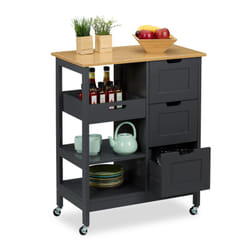 Carrello da Cucina con Ruote, Isola 3 Ripiani e Cassetti, Carrellino Portaoggetti hlp: 85x68,5x38,5 cm, Grigio - Relaxdays