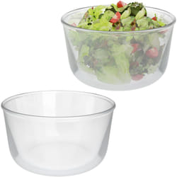 Relaxdays - Set da 2 Ciotole in Vetro per Insalata, Scodelle Rotonde da Cucina, Insalatiere da 1,6 Litri, Trasparenti