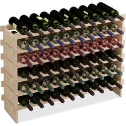 Relaxdays - Cantinetta Portabottiglie, Scaffale per 60 Bottiglie di Vino, Ripiani Impilabili, 73x103x25 cm, Legno Naturale