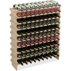 Relaxdays - Cantinetta Portabottiglie, Scaffale 100 Bottiglie di Vino, Ripiani Impilabili, 120x103x25 cm, Legno Naturale