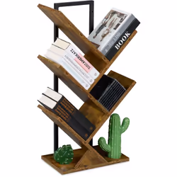 Porta stile e funzionalità nel tuo soggiorno con questo scaffale libreria dal design ad albero. Con 4 ripiani inclinati, è pe ...