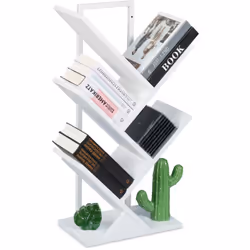 Porta stile e funzionalità nel tuo soggiorno con questo scaffale libreria dal design ad albero. Con 4 ripiani inclinati, è pe ...
