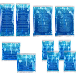 Relaxdays - Ghiaccio Gel Termico, Set 10 Sacchetti Multiuso, 4 Misure, Terapia Caldo Freddo, Cuscinetti Refrigeranti, Blu