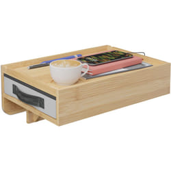 Relaxdays - Mensola da Letto a Castello, Comodino Sospeso da Agganciare, 14x37x26,5 cm, Tavolino Cassetto, Bambù, Naturale