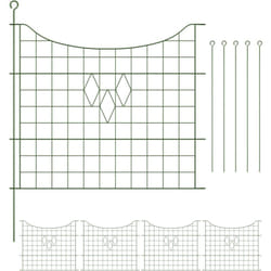 Relaxdays - Recinzione per Aiuole, Set 5 Pannelli per Stagni e Prati in Giardino, Bordure in Metallo, HxL: 66x76 cm, Verde