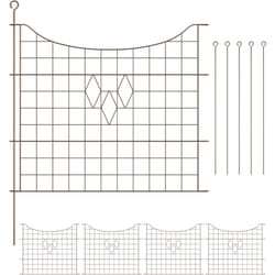 Relaxdays - Recinzione per Aiuole, Set 5 Pannelli per Stagni e Prati in Giardino, Bordure Metallo, HxL: 66x76 cm, Marrone