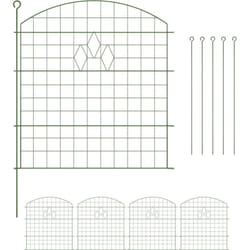 Relaxdays Recinzione per Aiuole, Set 5 Pannelli per Stagni e Prati in Giardino, Bordure in Metallo, HxL: 78x76 cm, Verde