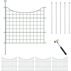 Relaxdays - Recinzione per Aiuole, Set 5 Pannelli per Stagni e Prati in Giardino, Bordure in Metallo, HxL: 65x75 cm, Verde