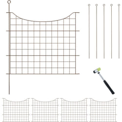 Relaxdays - Recinzione per Aiuole, Set 5 Pannelli per Stagni e Prati Giardino, Bordure in Metallo, HxL: 65x75 cm, Marrone
