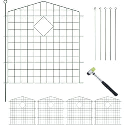 Relaxdays Recinzione per Aiuole, Set 5 Pannelli per Stagni e Prati in Giardino, Bordure in Metallo, HxL: 78x75 cm, Verde