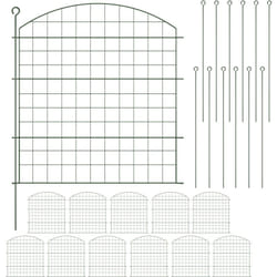 Relaxdays - Recinzione per Aiuole, Set 12 Pannelli per Stagni e Prati in Giardino, Bordure Metallo, HxL: 78x75 cm, Verde