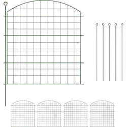 Relaxdays - Recinzione per Aiuole, Set 5 Pannelli per Stagni e Prati in Giardino, Bordure Metallo, HxL: 78x75 cm, Verde