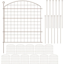 Relaxdays - Recinzione per Aiuole, Set 12 Pannelli per Stagni e Prati in Giardino, Bordure Metallo, HxL: 78x75 cm, Marrone
