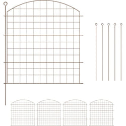 Relaxdays - Recinzione per Aiuole, Set 5 Pannelli per Stagni e Prati in Giardino, Bordure Metallo, HxL: 78x75 cm, Marrone