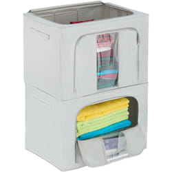 Relaxdays - 2 Contenitori per Armadio con Cerniera, Organizer Sotto Letto 100 l, Cambio Stagione Vestiti e Coperte, Grigio