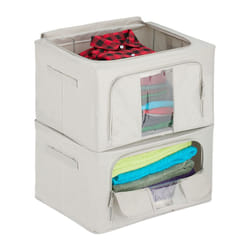 Relaxdays - 2 Contenitori per Armadio con Cerniera, Organizer Sotto Letto 55 l, Cambio Stagione Vestiti e Coperte, Grigio