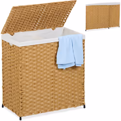 Con questa cesta per il bucato in look rattan, potrai aggiungere un accessorio pratico e decorativo alla tua casa. Il portabi ...