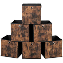 Relaxdays - Scatola Portaoggetti, Set 6 Box a Cubo da Scaffale, hlp: 33x33x33 cm, Portagiochi Pieghevole, Nero Marrone