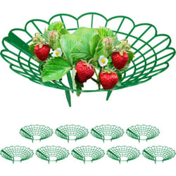 Relaxdays - Set da 10 Anelli di Supporto per Fragole, Sostegno in Plastica per Piantine da Orto, Rete Anti Muffa, Verde