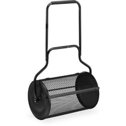 Rullo Spandiconcime Prato, Carrello 80 l per Semina Giardino, hlp: 118x72x41 cm, Spargi Semi e Concime, Nero - Relaxdays