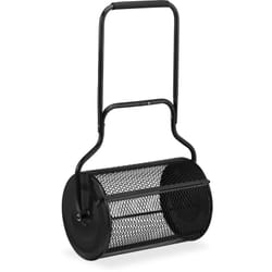 Rullo Spandiconcime Prato, Carrello 75 l per Semina Giardino, hlp: 118x68x40 cm, Spargi Semi e Concime, Nero - Relaxdays