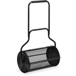 Rullo Spandiconcime Prato, Carrello 65 l per Semina Giardino, hlp: 117x74x36 cm, Spargi Semi e Concime, Nero - Relaxdays