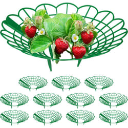 Relaxdays - Set da 12 Anelli di Supporto per Fragole, Sostegno in Plastica per Piantine da Orto, Rete Anti Muffa, Verde