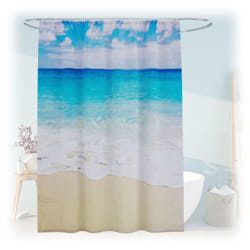 Relaxdays - Tenda da Doccia Antimuffa, 180x200 cm, Tendina Vasca da Bagno, 12 Anelli, Poliestere Lavabile, Design Spiaggia