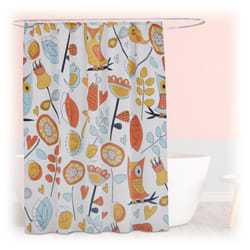 Relaxdays Tenda da Doccia Antimuffa, 180x200 cm, Tendina Vasca da Bagno, 12 Anelli, Poliestere Lavabile, Design Gufi