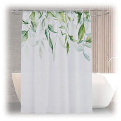 Relaxdays Tenda da Doccia Antimuffa, 180x200 cm, Tendina Vasca da Bagno, 12 Anelli, Poliestere Lavabile, Design Piante